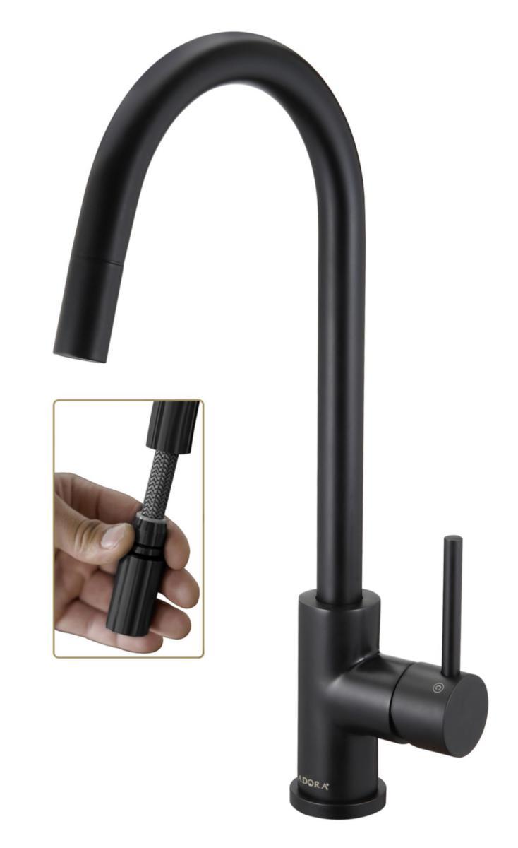 ADORA® Imperia Flex U køkkenarmatur - ADORA Imperia Flex U KV.armatur m/udtræk, Black